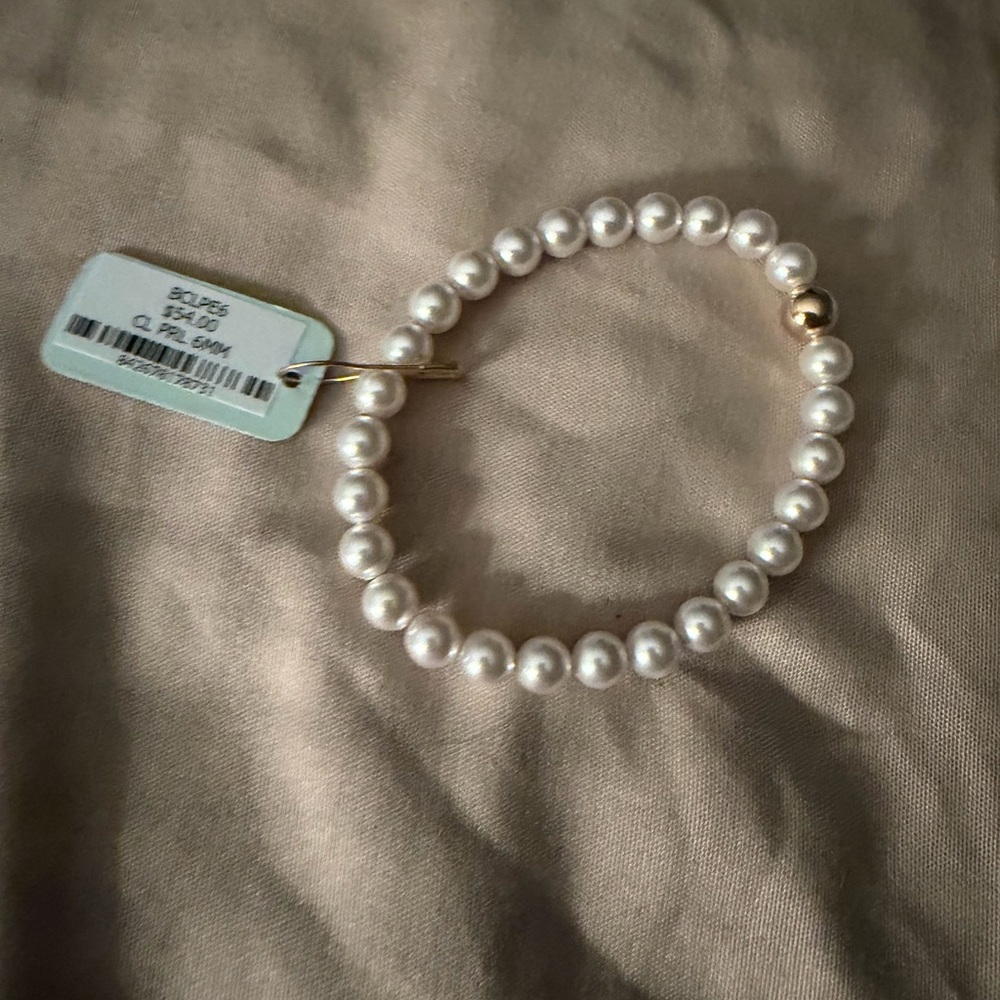 Enewton classic pearl 6mm Pearl Bead Stretch Bracelet with Gold Accent NWT